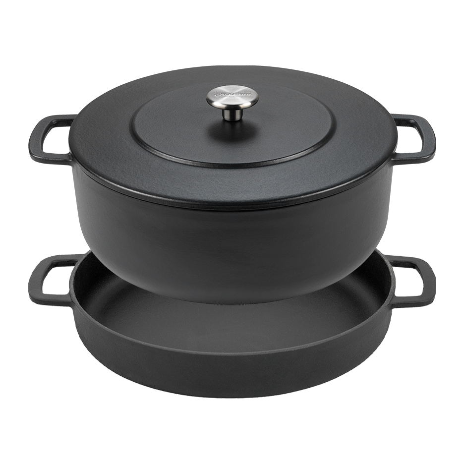 SOUS-CHEF ENAMELLED CAST IRON DUTCH OVEN & DOUBLE HANDLE FRY PAN COMBO
