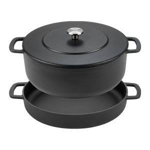 SOUS-CHEF ENAMELLED CAST IRON DUTCH OVEN & DOUBLE HANDLE FRY PAN COMBO