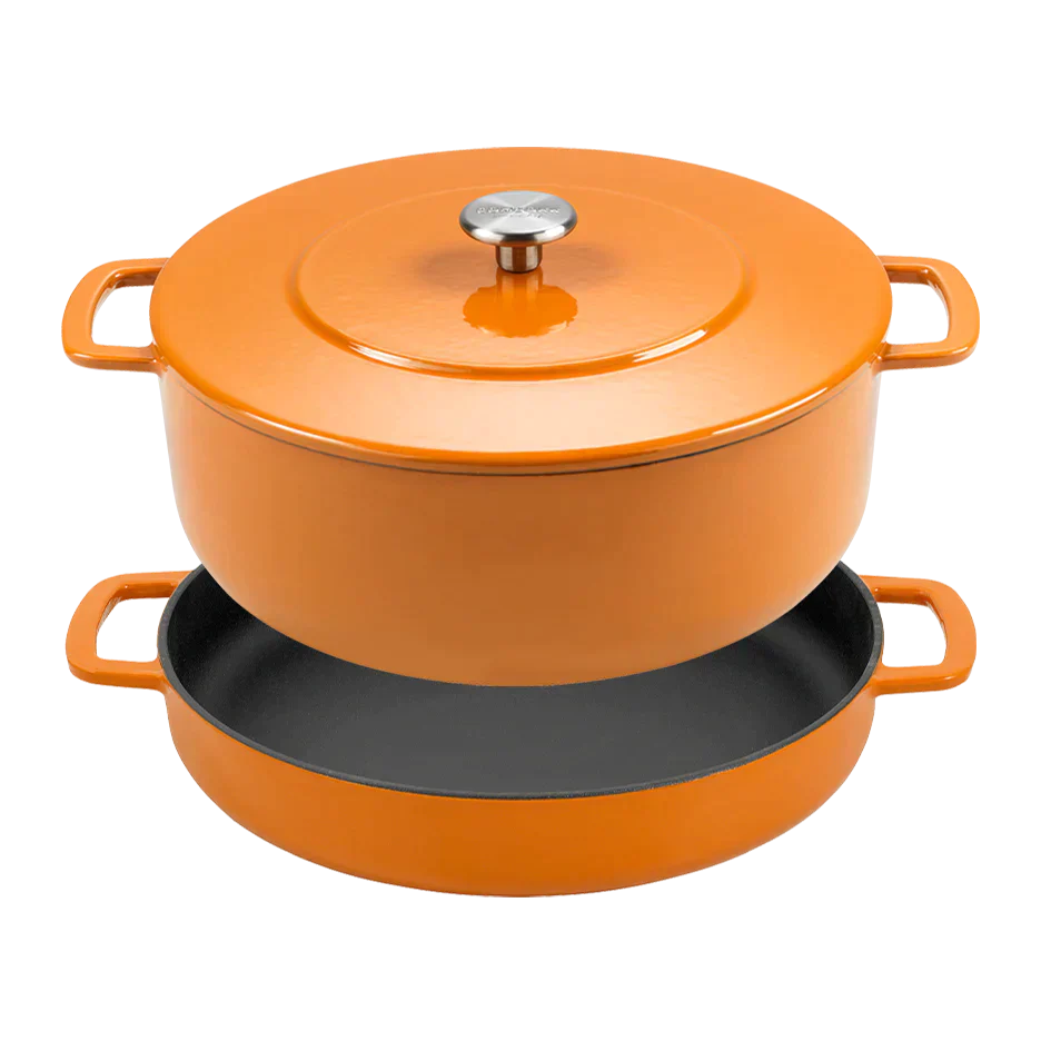 SOUS-CHEF ENAMELLED CAST IRON DUTCH OVEN & DOUBLE HANDLE FRY PAN COMBO