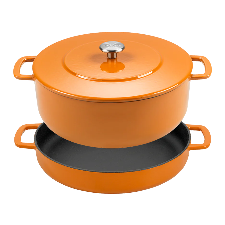 SOUS-CHEF ENAMELLED CAST IRON DOUBLE HANDLE FRY PAN 28CM ORANGE