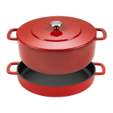 SOUS-CHEF ENAMELLED CAST IRON DUTCH OVEN & DOUBLE HANDLE FRY PAN COMBO