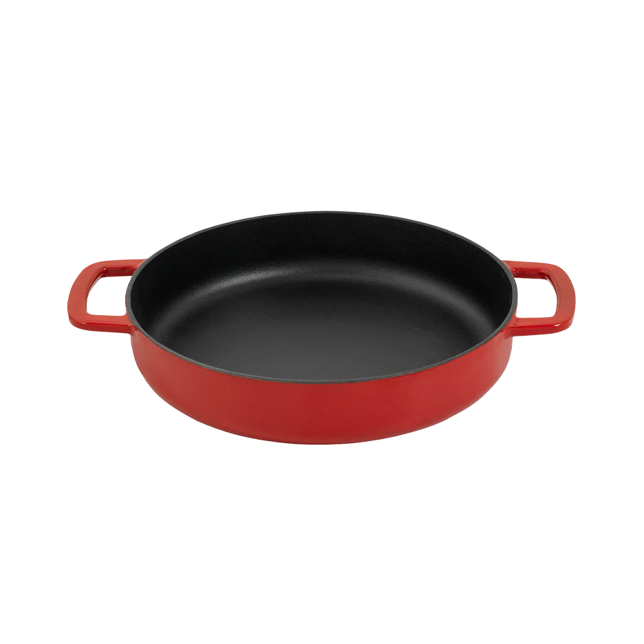 SOUS-CHEF ENAMELLED CAST IRON DOUBLE HANDLE FRY PAN 24CM RED