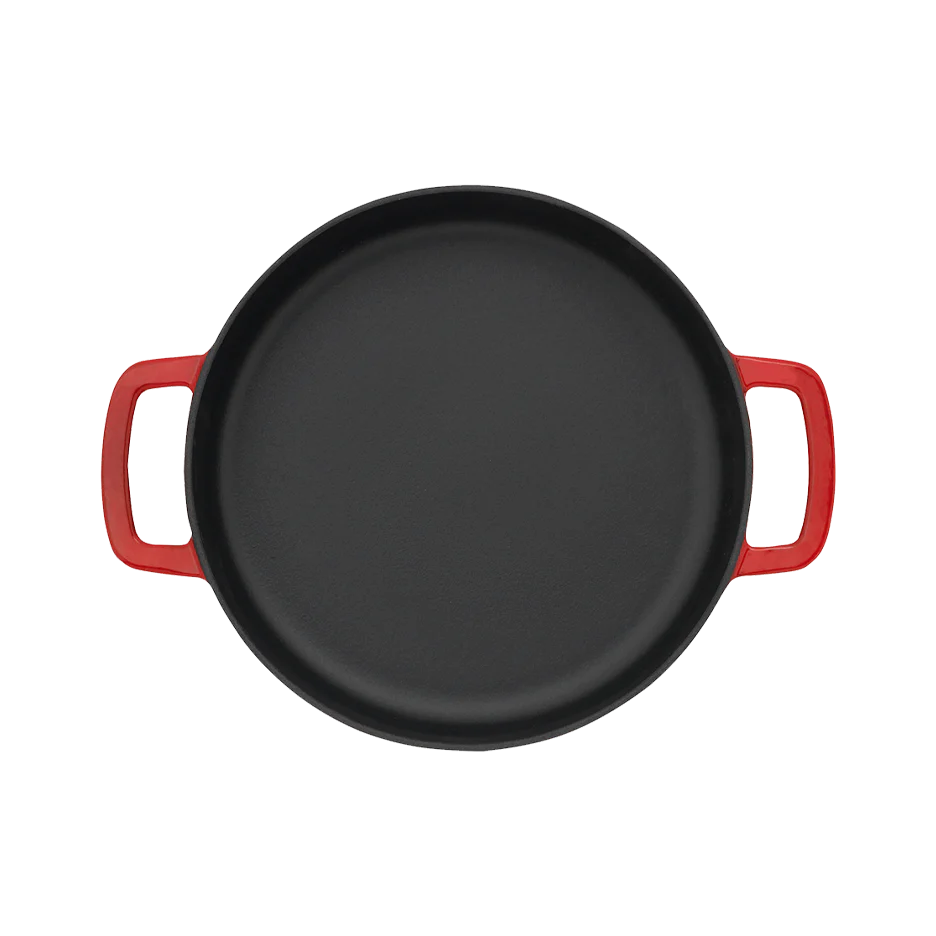 SOUS-CHEF ENAMELLED CAST IRON DOUBLE HANDLE FRY PAN 24CM RED