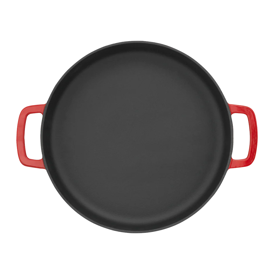 SOUS-CHEF ENAMELLED CAST IRON DOUBLE HANDLE FRY PAN 28CM RED