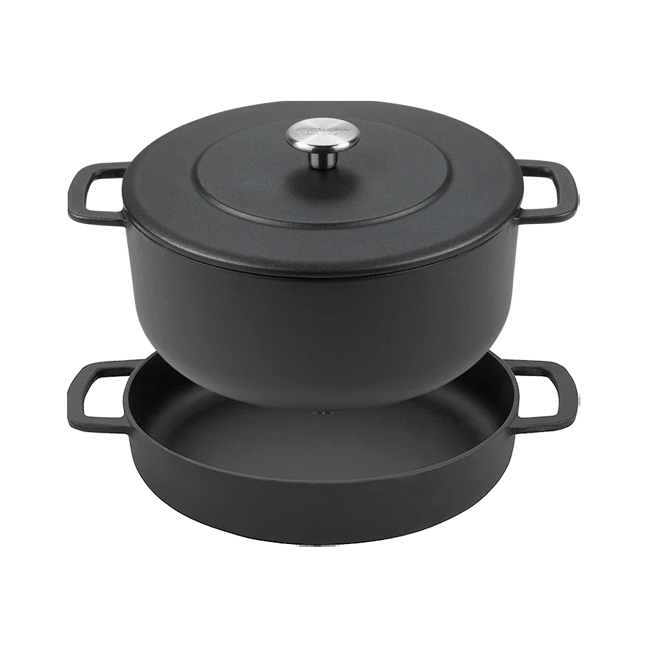 SOUS-CHEF ENAMELLED CAST IRON DOUBLE HANDLE FRY PAN 24CM BLACK