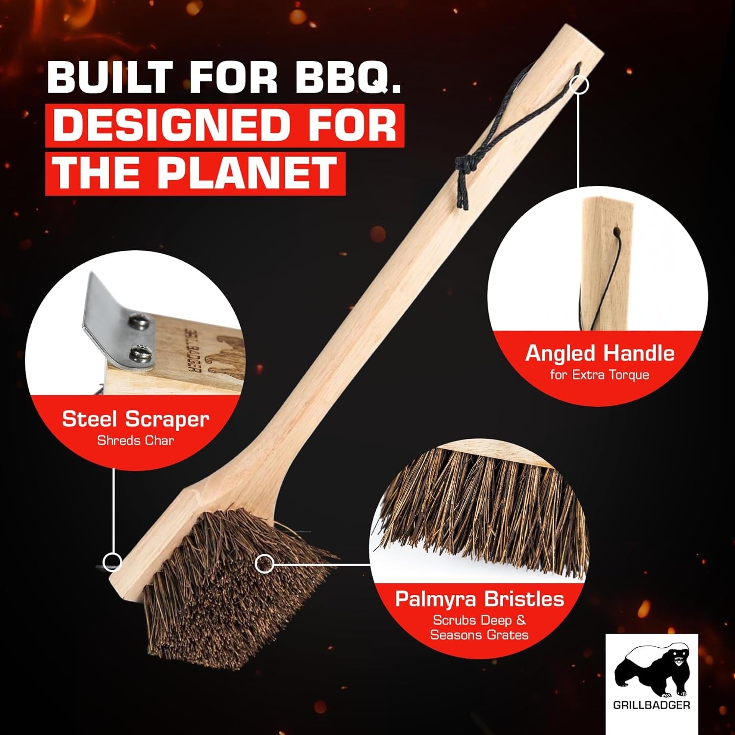 All-Natural Bristle-Free Grill Brush with Heavy Duty Scraper