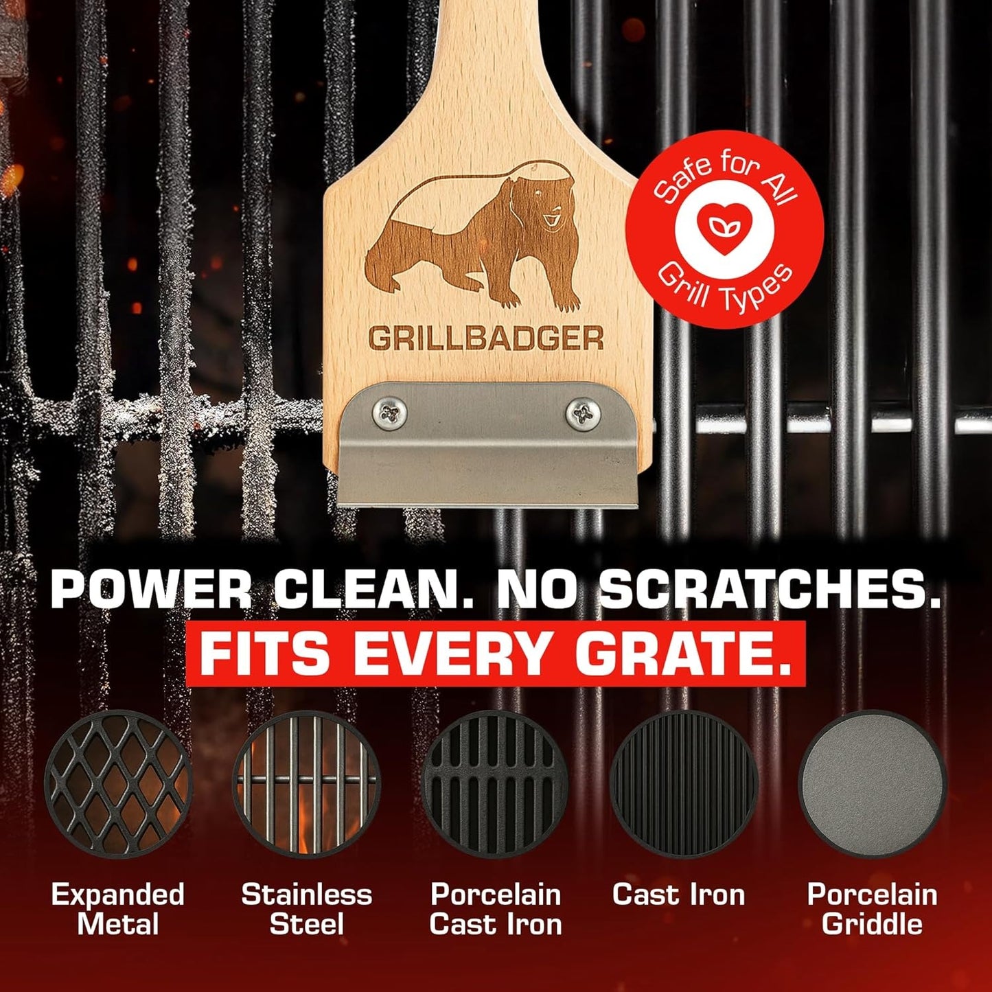 All-Natural Bristle-Free Grill Brush with Heavy Duty Scraper
